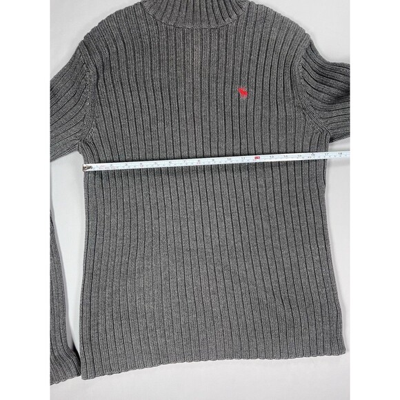 VTG Abercrombie & Fitch Muscle XL Ribbed Turtleneck Sweater Gray A&F Y2K Cotton - Picture 9 of 12